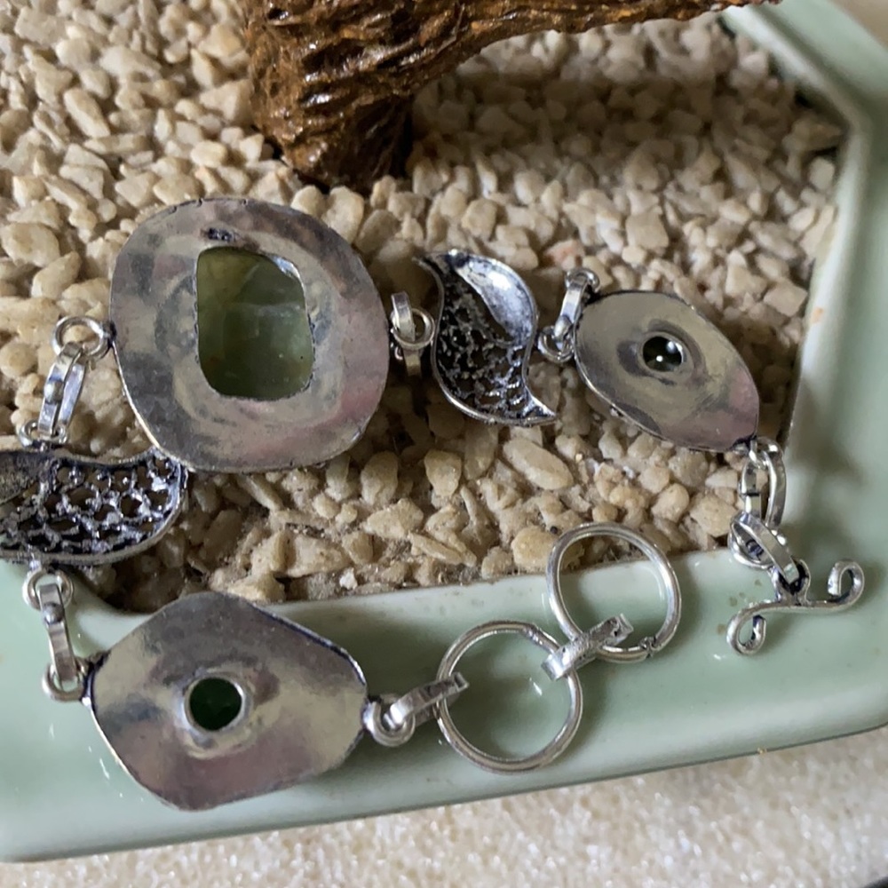 Vintage 925 chrysoprase and peridot bracelet - Picture 4 of 6
